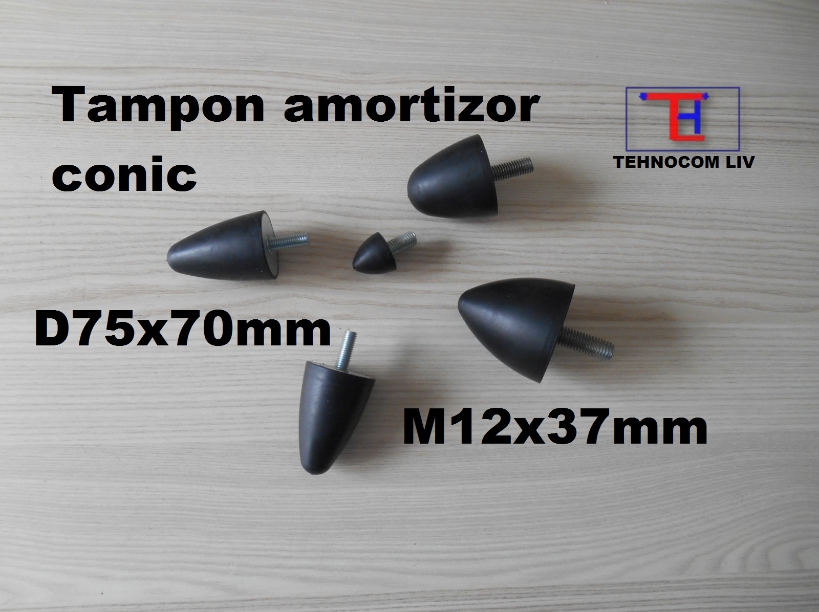 Amortizor cauciuc conic antivibratii D75xH70mm M12X37mm